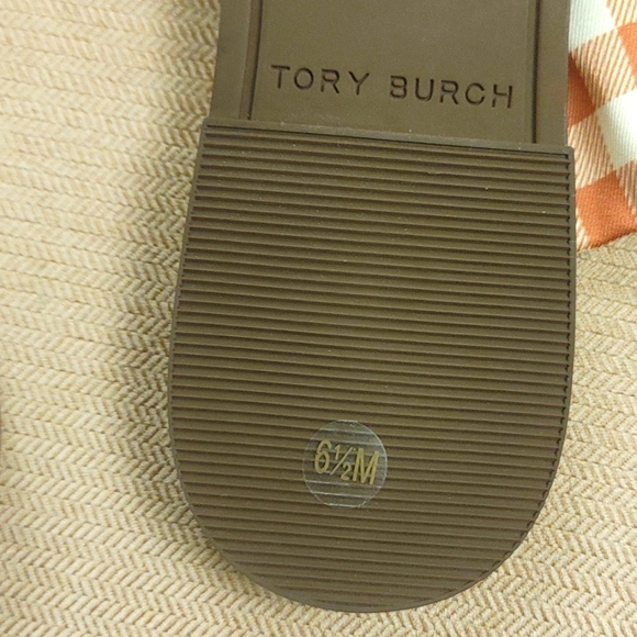 Tory Burch Women's Selby Scarf Sandals Gingham -Burnt 6 1/2 (New Never Worn!) - Picture 6 of 7